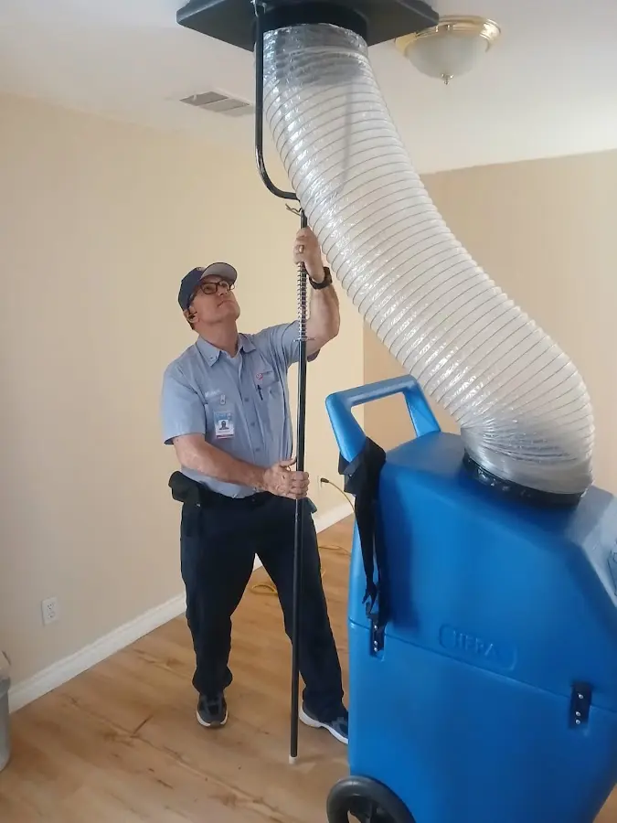 HVAC Installation technician using HEPA equipment in Willow Park